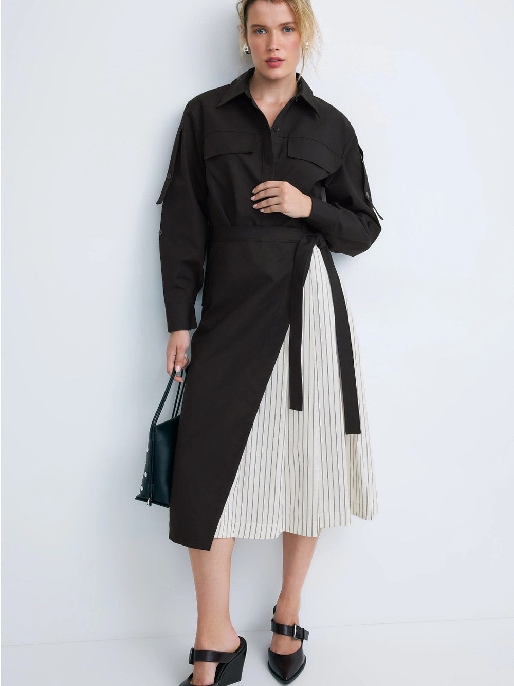 3.1 Phillip Lim Black Button-Front Shirt Dress - Picture 2 of 7